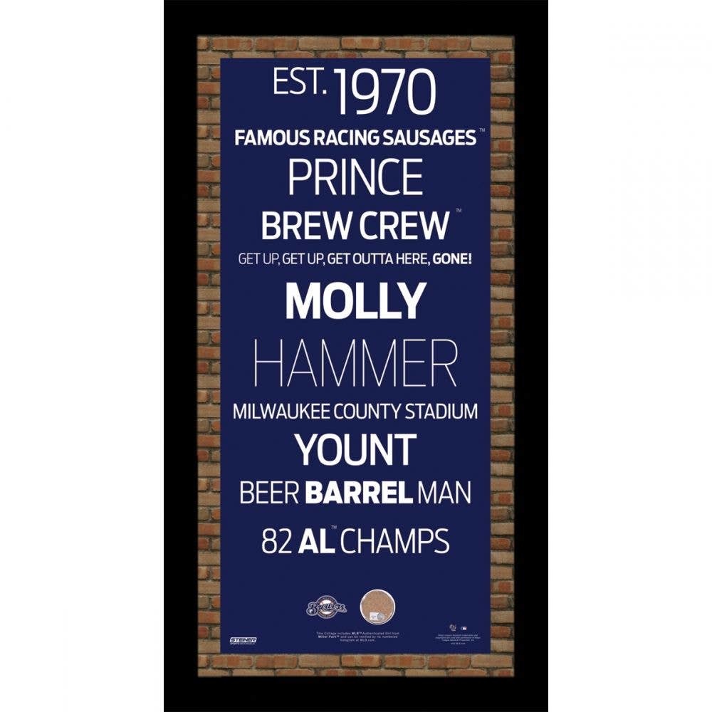 MLB Milwaukee Brewers Subway Sign Wall Art with Authentic Dirt from Miller Park